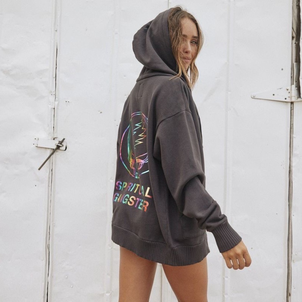 Spiritual Gangster Black Hoodie Iridescent Multicolor Grateful Dead Logo XXL NEW